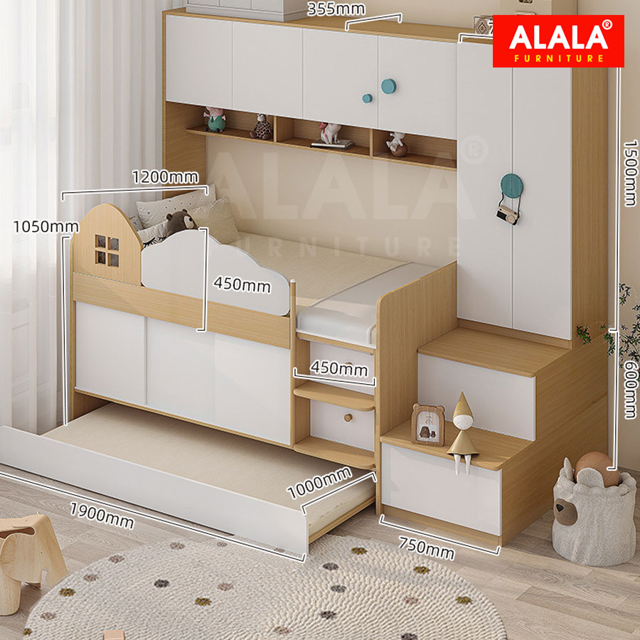 Giường tầng thấp ALALA152 đa năng/ Miễn phí vận chuyển và lắp đặt/ Đổi trả 30 ngày/ Sản phẩm được bảo hành 5 năm từ thương hiệu ALALA/ Chịu lực 700kg