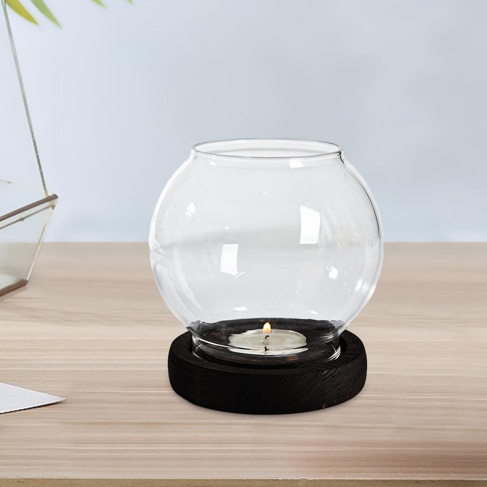 Glass Candle Holder Round Candle Stand Nordic Transparent Tea Light Holders Candlestick for Living Room Anniversary