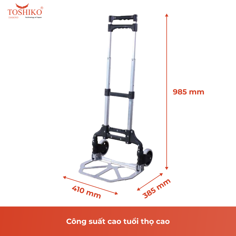 Xe Kéo Hàng, Đẩy Hàng Toshiko 2 Bánh Mini Gấp Gọn Hợp Kim Nhôm Cao Cấp Chịu Lực Tải Trọng 85kg