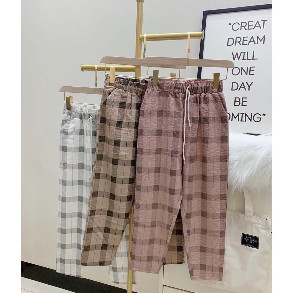 QUẦN KẺ DÁNG BAGGY CHẤT ĐŨI LỤA CHẤT ĐẸP, PHOM DÁNG CHUẨN, HÀNG MAY KỸ