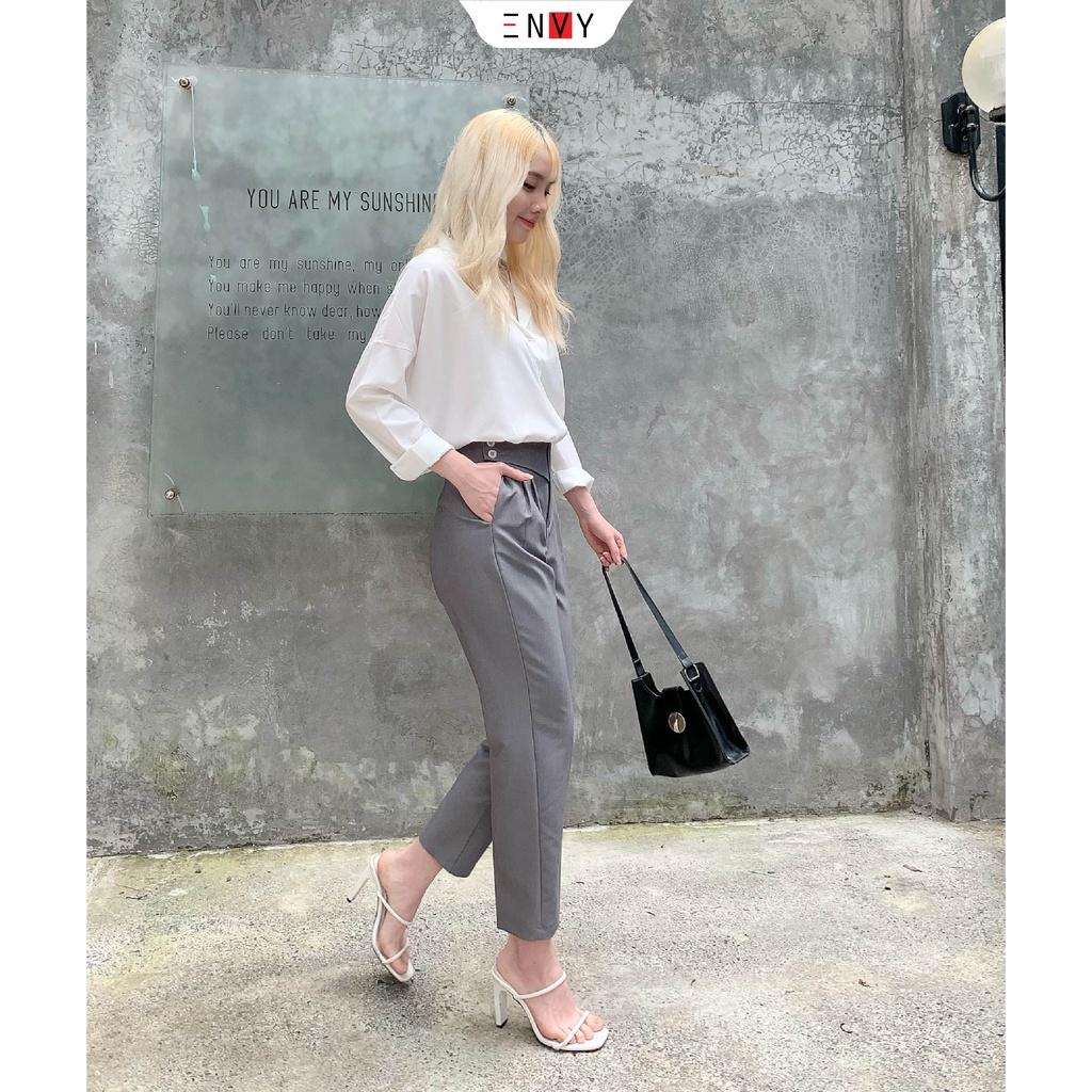Quần tây nữ ENVY QK12, Quần tây baggy công sở chất liệu cotton lạnh dày dặn
