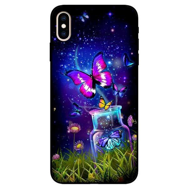 Ốp lưng dành cho Iphone X / Xs - Iphone Xs Max - Iphone Xr mẫu Bướm Đêm Hồng Xanh