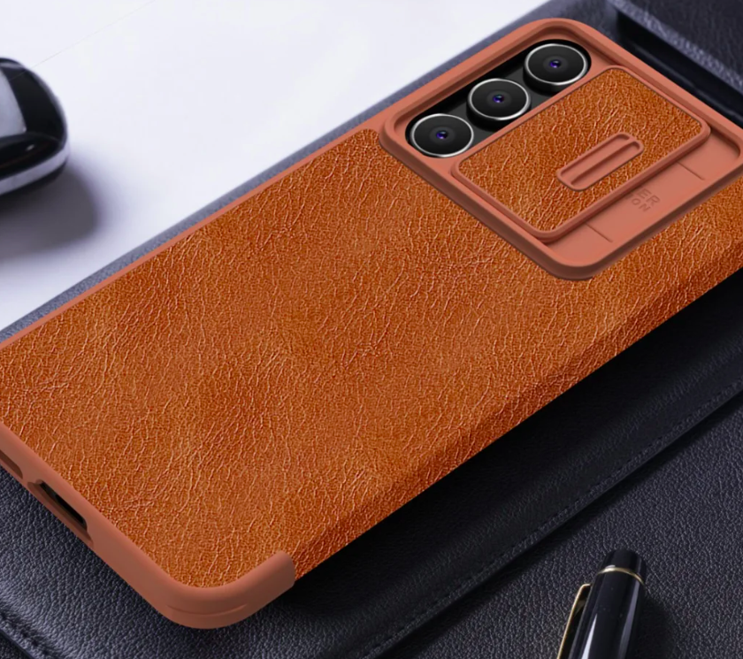 Bao da cho SamSung Galaxy S23 FE chính hãng Nillkin QIN có nắp trượt bảo vệ camera sau - Hàng chính hãng