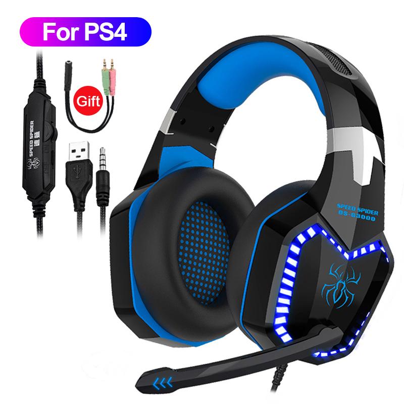 Game Thủ Chuyên Nghiệp Tai Nghe LED Stereo Tai Nghe Chơi Game Cho PS5 PS4 FiFa 21 Xbox One PC Với Tiếng Ồn-Loại Bỏ micro