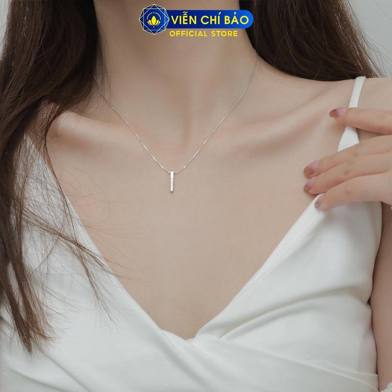 Dây chuyền bạc nữ Thanh dài Classic đính đá, vòng cổ nữ bạc 925 thời trang phụ kiện trang sức nữ Viễn Chí Bảo D400374x
