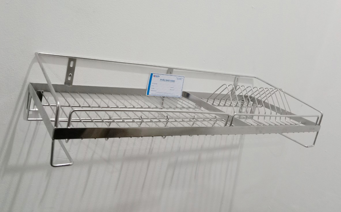 Kệ Chén 1 Tầng Có Khay Hứng Nước Inox SUS 304