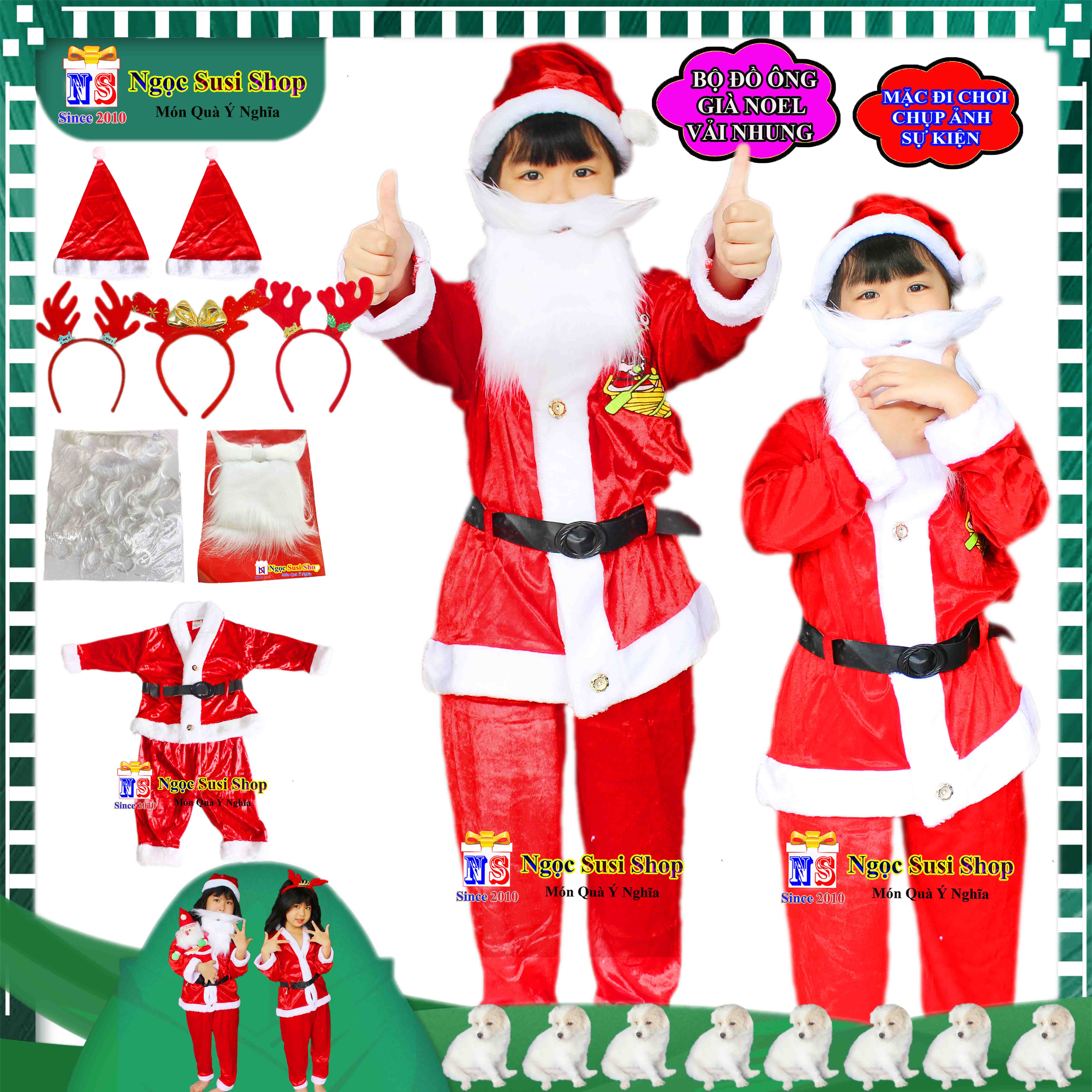 BỘ ĐỒ ÔNG GIÀ NOEL CHẤT VẢI NHUNG SIÊU MỊN CHO BÉ TỪ 1 - 10 TUỔI QUẦN ÁO NOEL MẶC ĐI CHƠI LỄ SỰ KIỆN CHỤP ẢNH RẤT ĐẸP