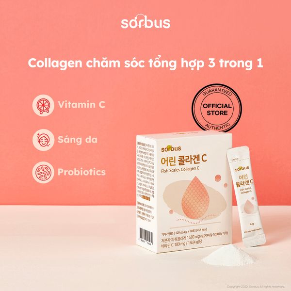 Bột Uống Sorbus Collagen Fish Scale + Vitamin C Cao Cấp  Collagen Vảy Cá Cao Cấp, Căng Mịn, Giảm Lão Hóa