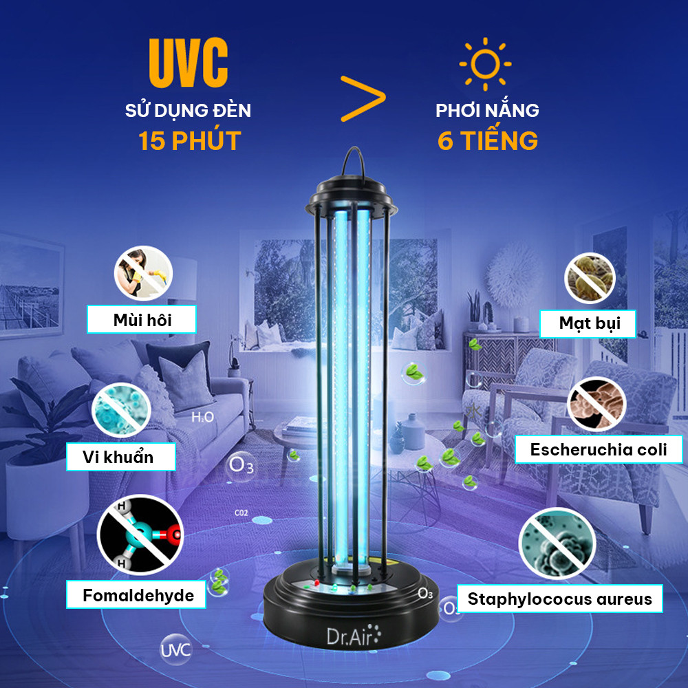 Đèn UV khử trùng không khí Dr.Air UV 40W - Hàng chính hãng