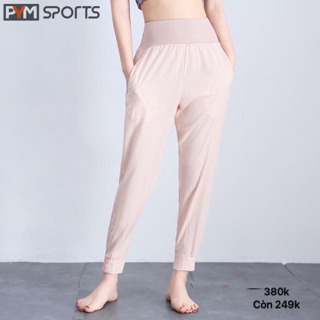 Quần Jogger gió PYMSPORT - PYMJ007 Tập Gym Yoga Zumba Thoáng Mát, Dáng Rộng, 3 màu hồng, đen, ghi