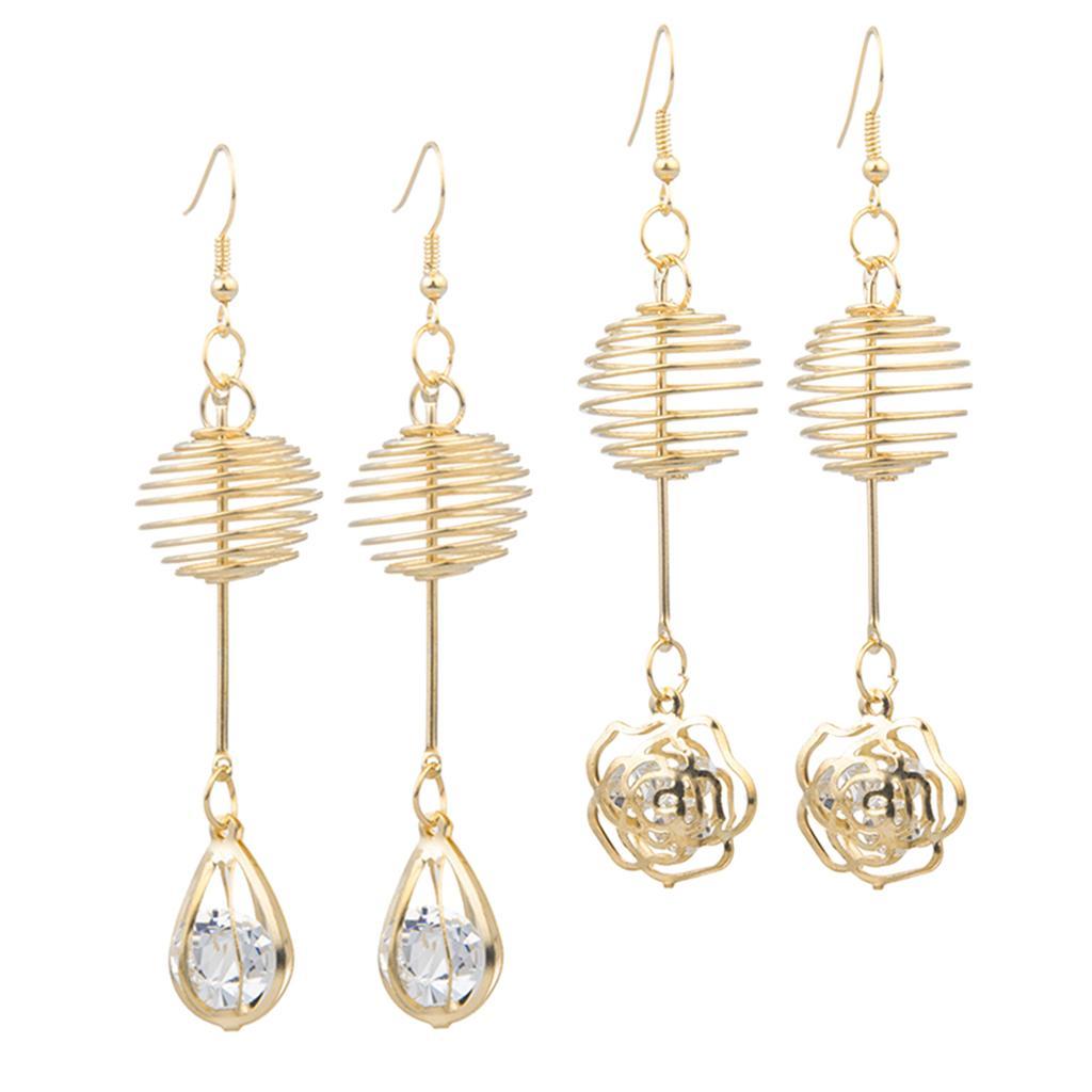Womens Gold  Crystal Drop Hook Earrings Wedding Party Flower Earrings
