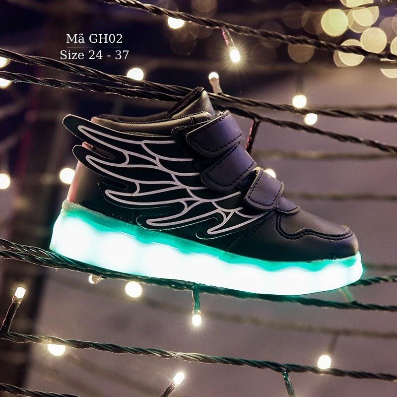 GIÀY PHÁT SÁNG CÁNH TIÊN CHO BÉ 3 - 12 tuổi sạc USB thông minh kiểu dáng sneaker 7 chế độ đèn 4 chế GH02