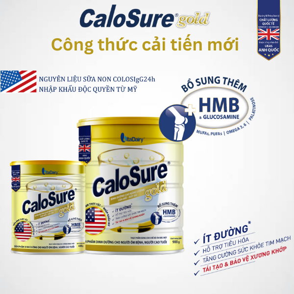 Sữa bột Calosure Gold ít đường 900g giúp tăng cường sức khỏe tim mạch, bảo vệ cơ xương khớp, ngủ ngon, tiêu hóa tốt - VitaDairy