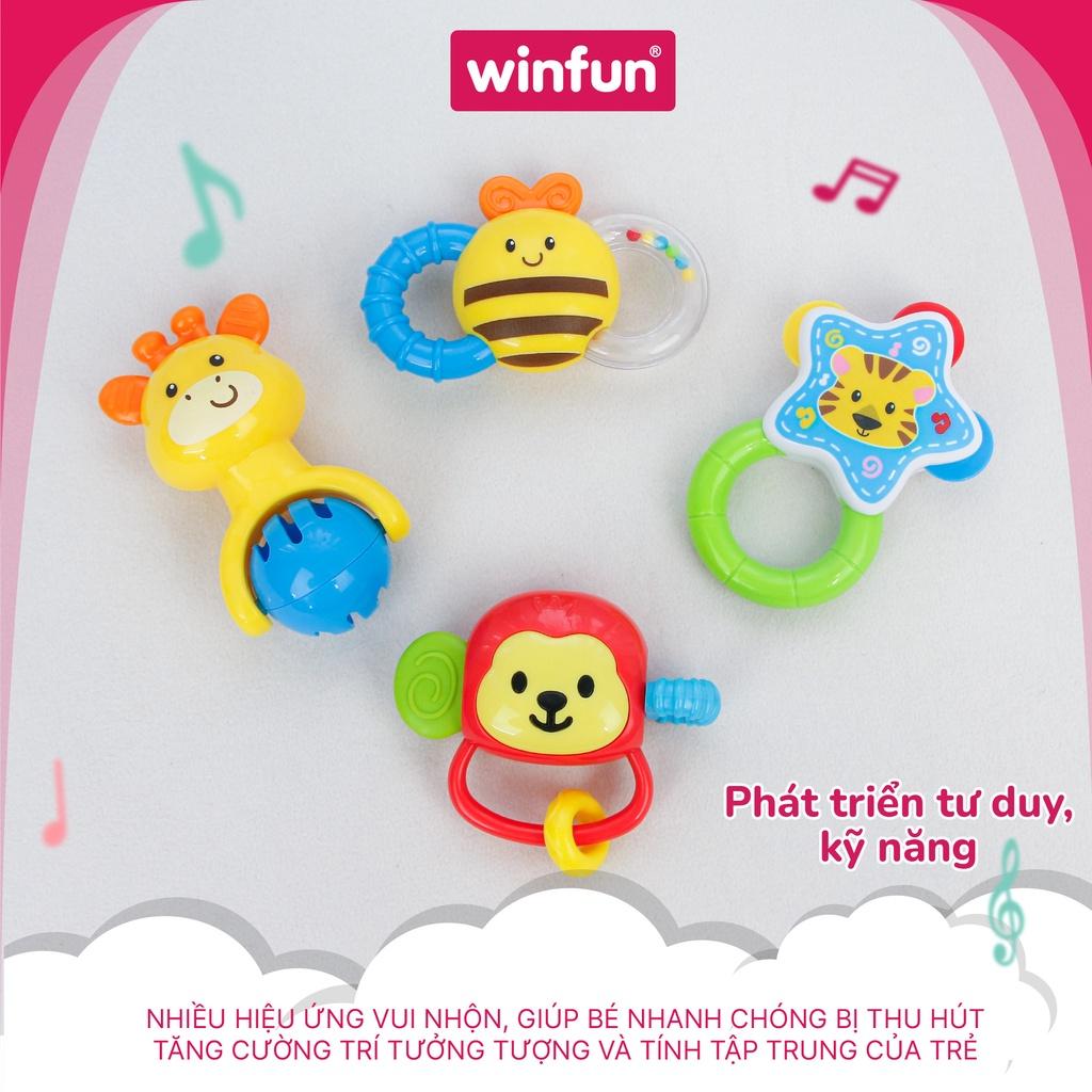 Set 4 đồ chơi xúc xắc cầm tay, gặm nướu cho bé chủ đề động vật hoang dã Winfun 0634-NL