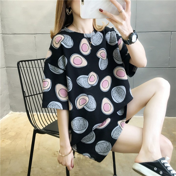 Áo Thun Nữ Form Rộng Họa Tiết Hình Quả Bơ Chất Vải Siêu Thoáng Mát Nhiều Màu Lựa Chọn