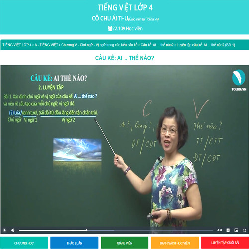 Khóa học TIẾNG VIỆT LỚP 4 - Cô Chu Ái Thu - 09 tháng