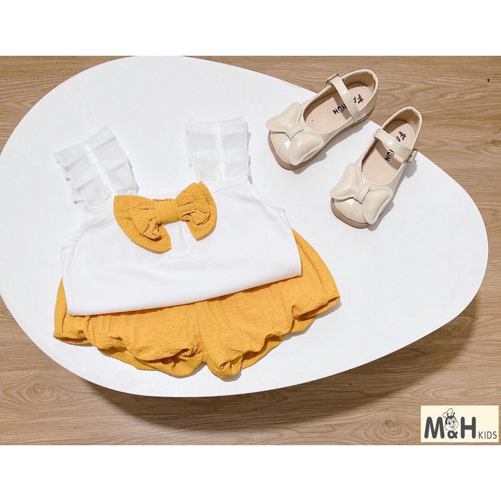 Bộ xinh cho bé gái, Set bộ hai dây phối voan nơ quần phồng siêu dáng yêu 13-25kg