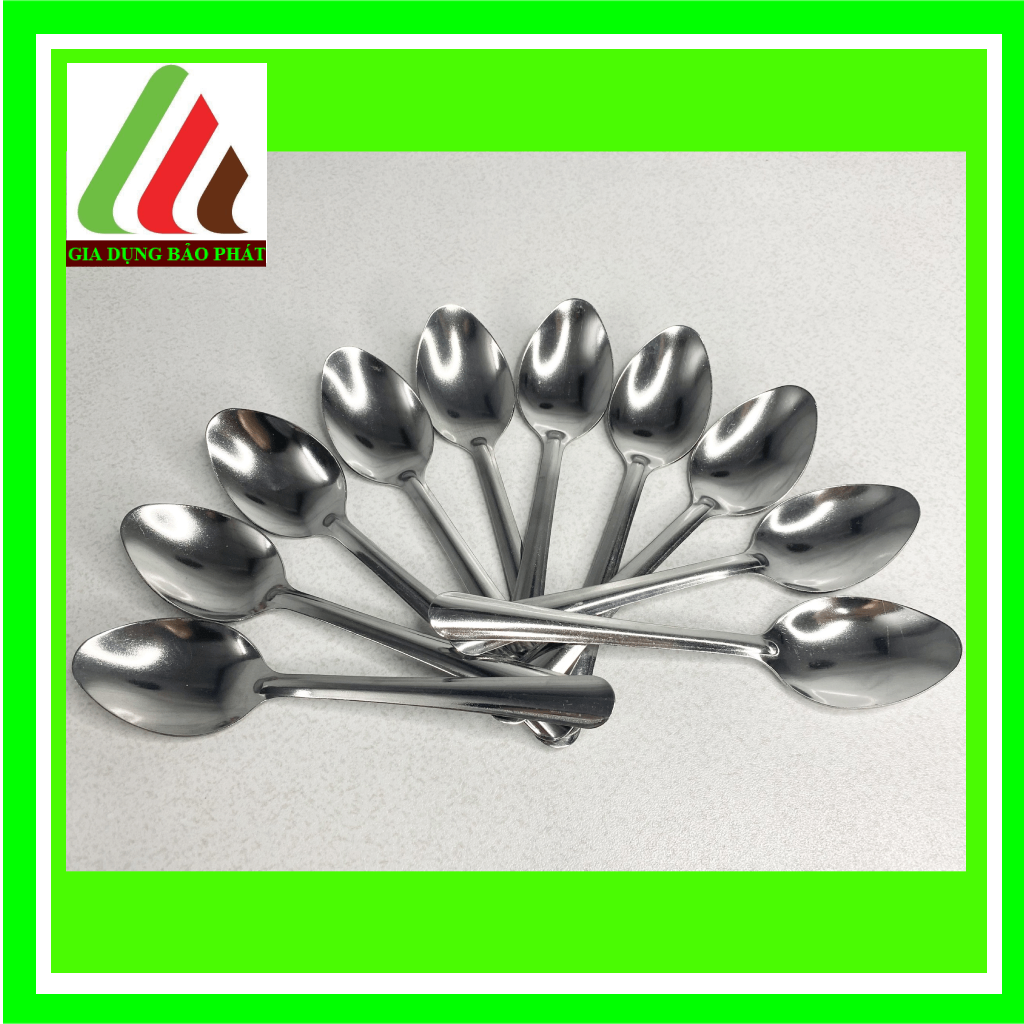Bộ 10 muỗng / thìa soup inox đầu nhọn truyền thống đơn giản sáng bóng dày dặn cán dài 18cm - thìa ăn cơm