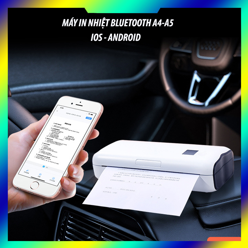 máy in bluetooth A4-A5 cầm tay kết nối được tất cả các dòng điện thoại-latop-pc-máy tính bảng androi và ios pin lithium 30000 mah cổng sạc typec tốc độ in nhanh 20 tờ/1p nhỏ gọn tiện lợi dễ dàng mang đi sử dụng không cần đến nguồn điện 220v mực lưu 10 năm