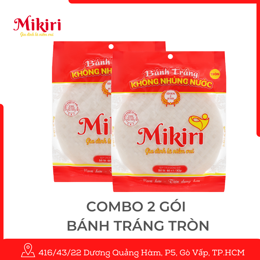 Combo 4 Bánh Tráng Không Nhúng Nước Tròn 60 lá, Vuông 70 lá