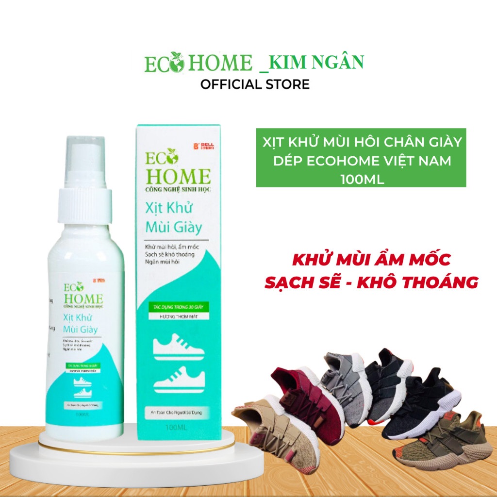 Xịt Khử Mùi Giày ECOHOME-Xịt Khử Mùi Giày ECOHOME Kim Ngân Store Giúp Đôi Chân Luôn Thoáng Mát, Sảng Khoái Chai 100ml