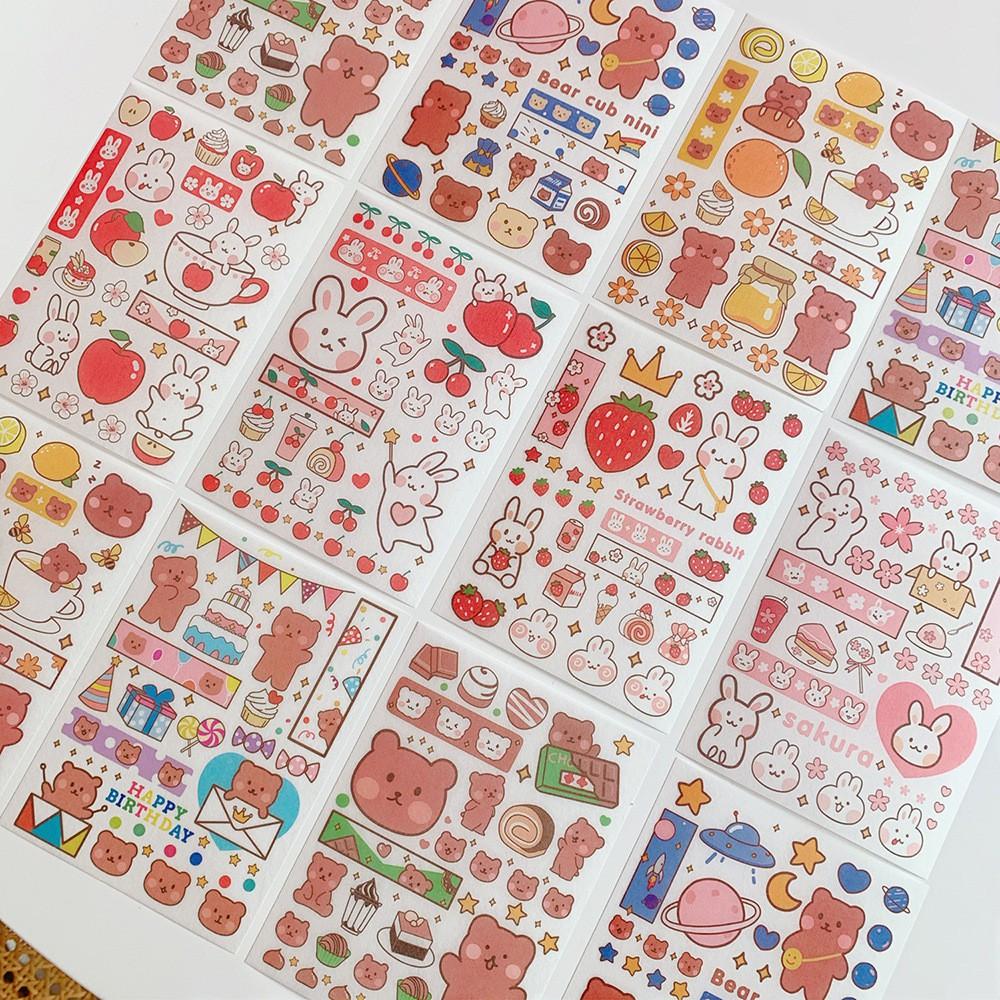 Set 4 tấm nhãn dán sticker dễ thương sáng tạo trang trí dễ thương phong các Hàn Quốc INS ST81