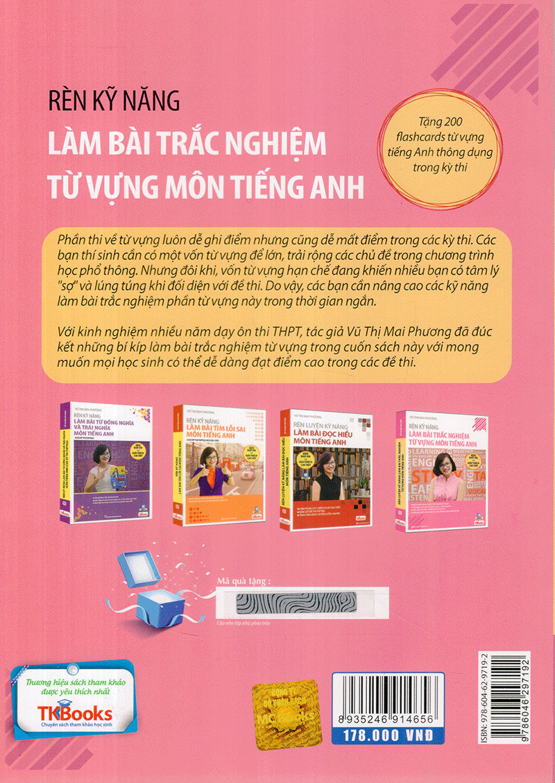 Rèn Luyện Kỹ Năng Làm Bài Trắc Nghiệm Từ Vựng Môn Tiếng Anh (Tặng Thẻ Flashcard Động Từ Bất Quy Tắc Trong Tiếng Anh) (Học Kèm App: MCBooks Application)