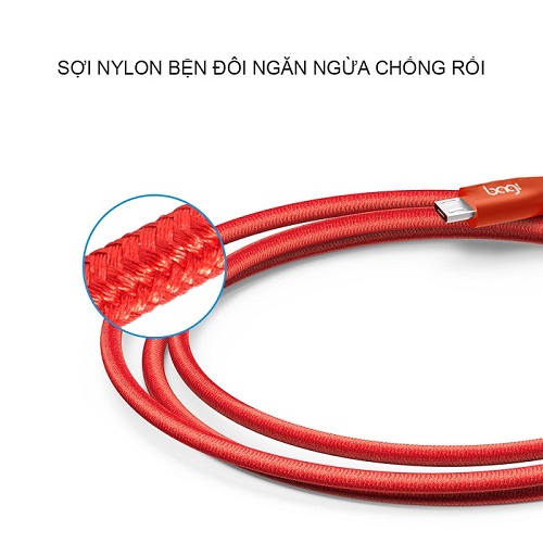 Cáp dù sạc nhanh Mciro USB Bagi dài 2m MS200 - Hàng chính hãng