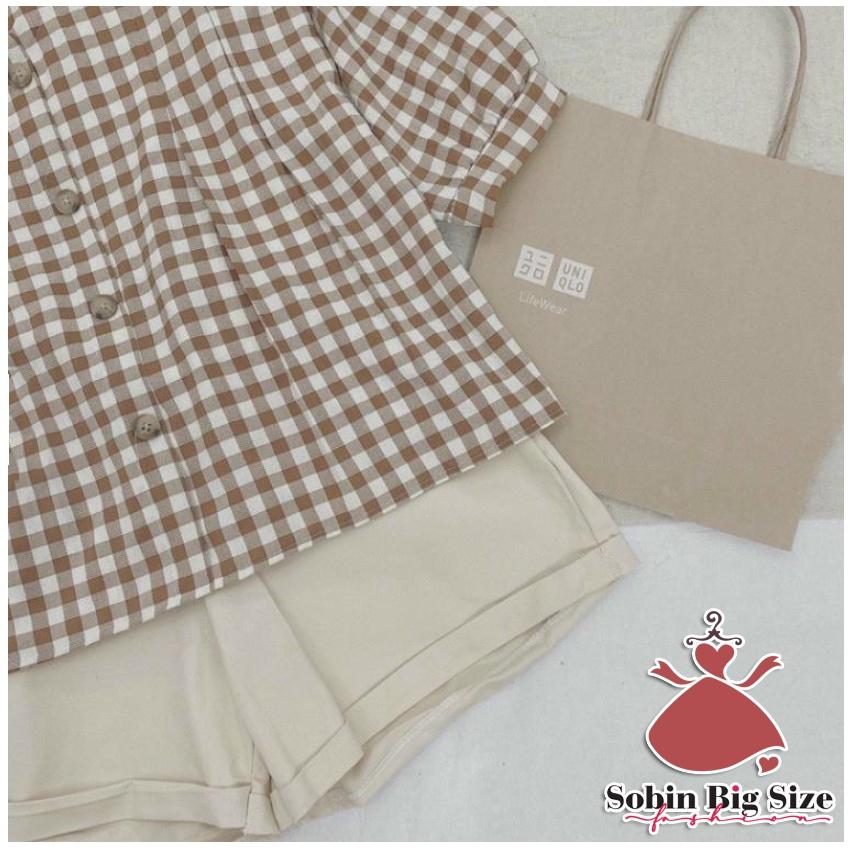 SOBIN BIG SIZE 50 - 90KG SET ÁO CARO + QUẦN ĐÙI SORT NĂNG ĐỘNG THOẢI MÁI CHO MUA HÈ SÔI ĐỘNG