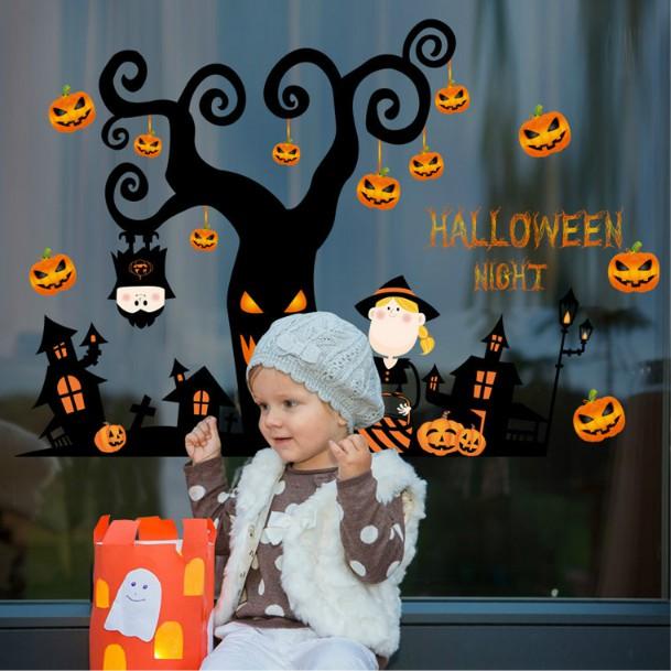 Decal trang trí tường - Cây Ma Kinh Dị Halloween
