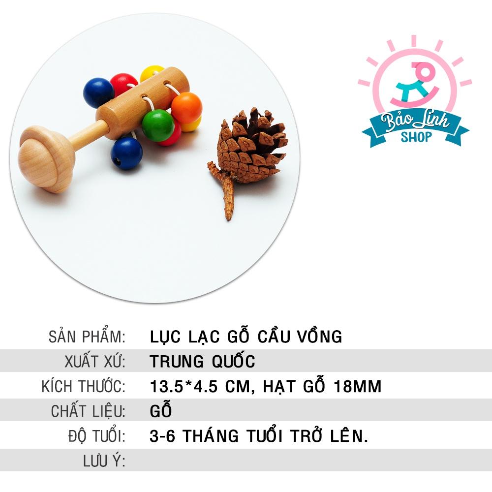 Đồ chơi cho trẻ sơ sinh - Lục lạc lắc tay gỗ cầu vồng cho bé tập cầm nắm - Phát triển thị giác, thính giác