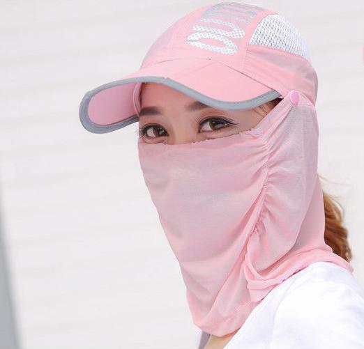 Nón chống nắng ninja 360 độ kèm khẩu trang, mũ chống nắng cao cấp màu hồng phấn