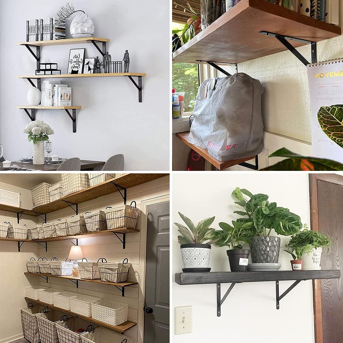 Gói 6 Giá đỡ Giá đỡ Giá đỡ Tam giác có thể tháo rời, Giá đỡ Kệ Treo tường Góc vuông 90 độ, Giá đỡ kệ 15 × 10 cm Giá đỡ góc Giá đỡ bằng kim loại nặng