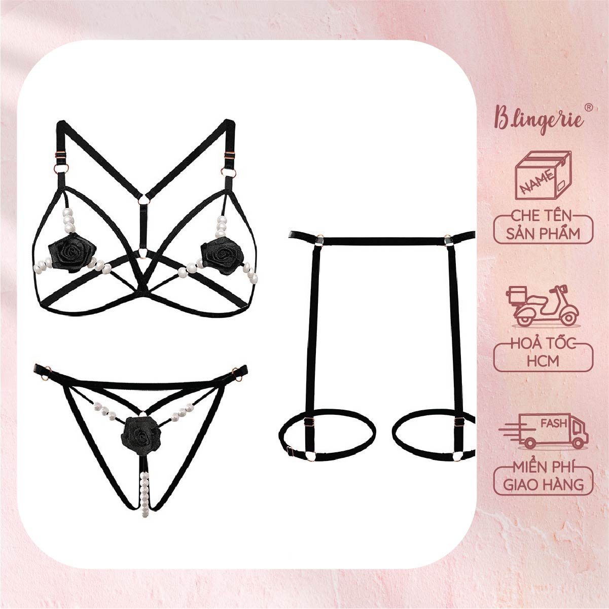 Bộ Đồ Lót Hoa Hồng - B.Lingerie