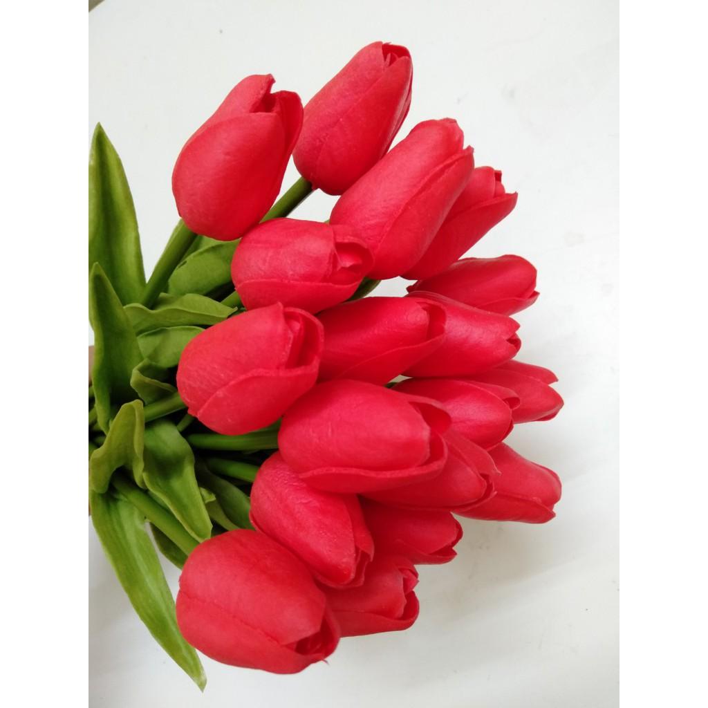 Combo 10 cành Hoa Tulip - Hoa lụa - hoa giả trang trí nhà cửa, văn phòng, tiệc cưới hội nghị