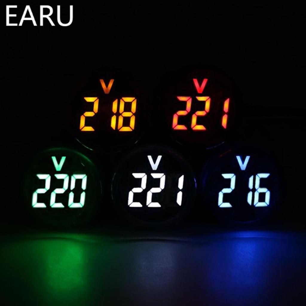 2x Mini Round Digital Voltmeter AC 12-500V Voltage