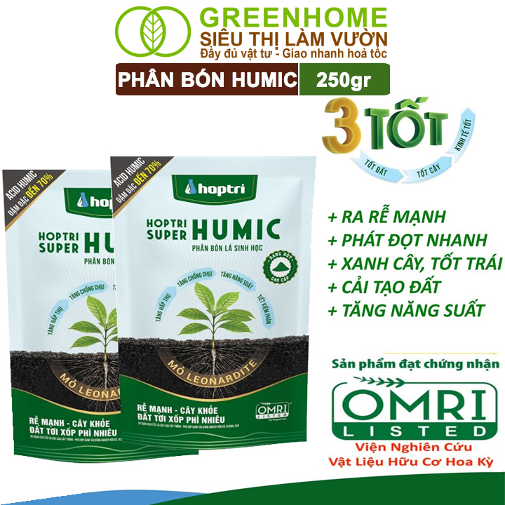 Phân Bón Humic Greenhome, Hợp Trí, 250gr, Hữu Cơ Sinh Học, Giúp Ra Rễ Mạnh, Cải Tạo Đất, Tăng Năng Suất Cây Trồng