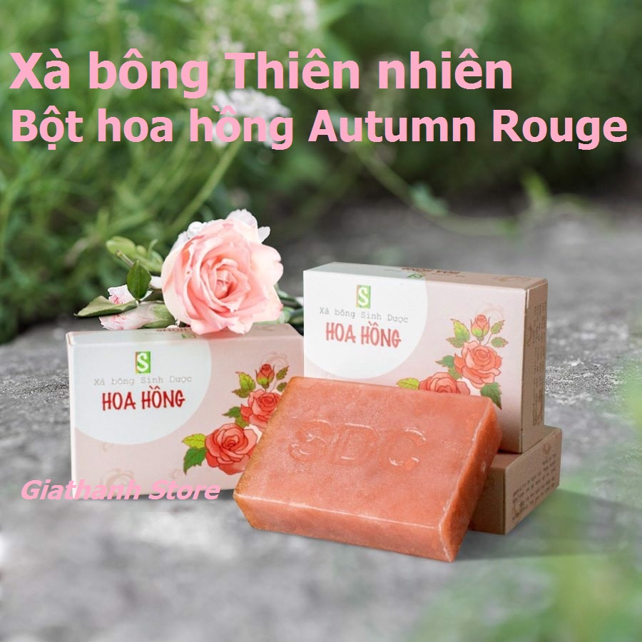 Combo 3 bánh xà bông Sinh Dược Hoa Hồng 100gr kèm túi lưới tạo bọt - ROSE SOAP- Xà phòng thơm hoa hồng giúp ngừa mụn, sáng da, dưỡng ẩm, se khít lỗ chân lông