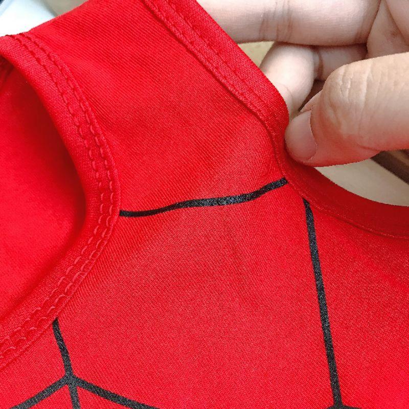 Bộ ba lỗ bé trai, bộ quần áo siêu nhân nhện spider man ba lỗ sát nách chất cotton cho bé từ 7-25kg