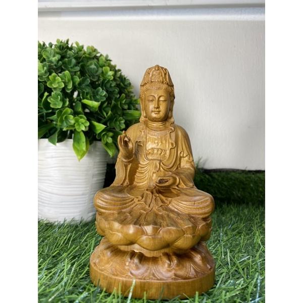 Tượng phật Bà Quan Âm - gỗ bách xanh, có mùi thơm để ô tô, bàn làm việc