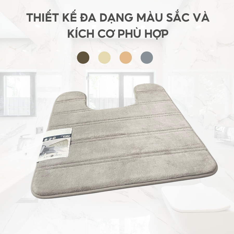 Thảm lót sàn toilet Jean Perry memory foam thấm hút nhanh khô 53x60cm