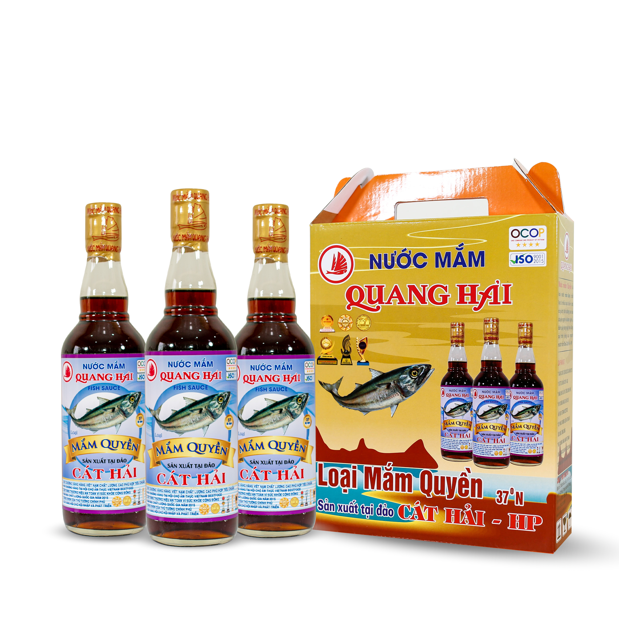 Nước Mắm Truyền Thống Cát Hải - Quang Hải, loại Nước Mắm Quyền 37ºN, chai 500ml
