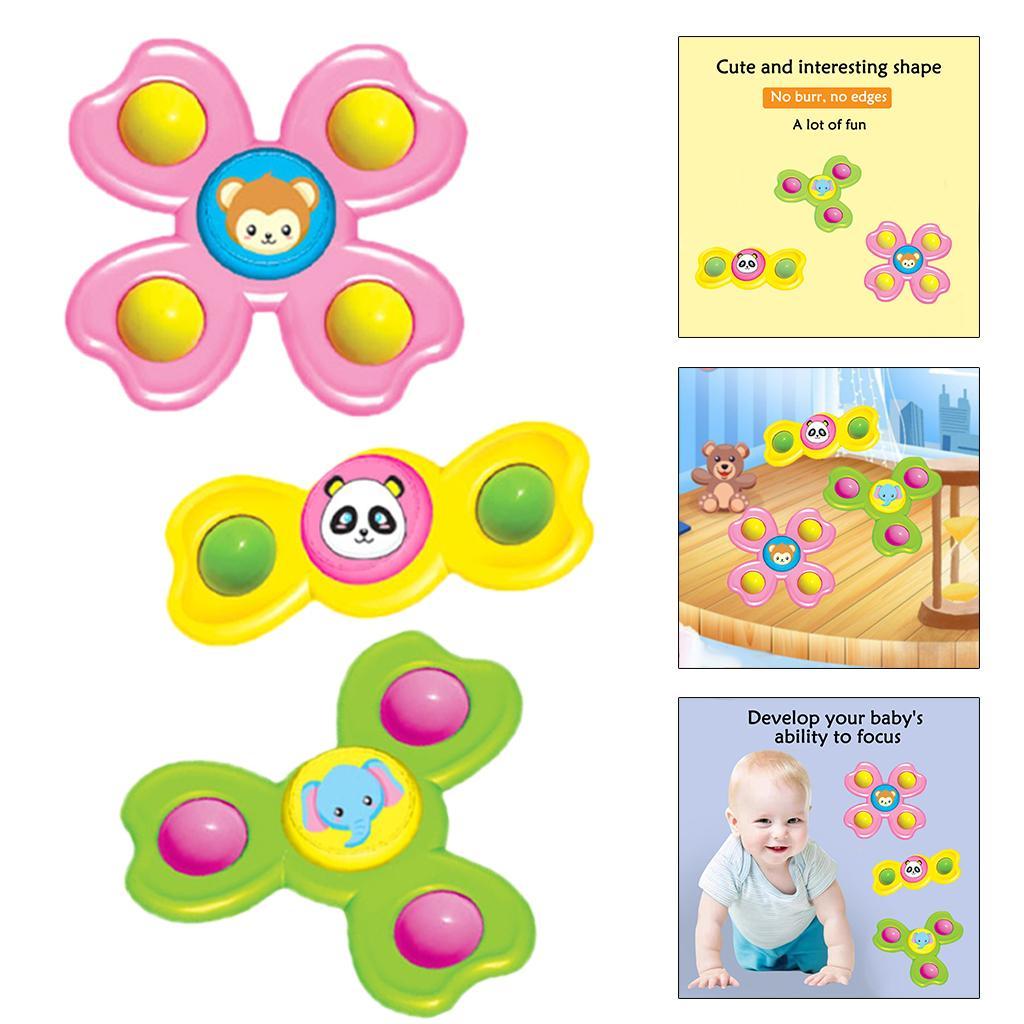 3pcs Suction Cup Top Toy Bathing Toys for Kids Boys Girls animal