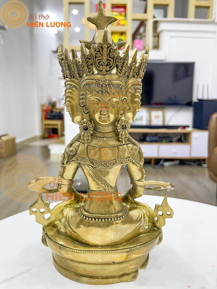 Tượng Phật Tứ Diện Mật Tông Bằng Đồng Vàng Nguyên Chất Kích Thước: DxRxC: 20x11x33cm, Nặng: 1,4kg