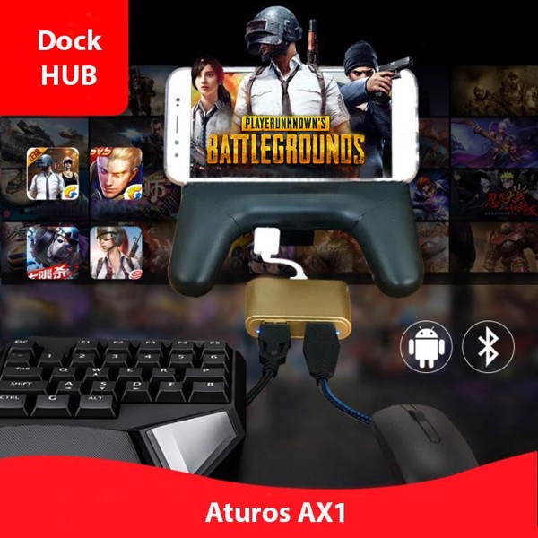 Dock Hub Aturos AX1 kết nối bàn phím, chuột cho Android chơi Rule of Survival, Pubg, Free Fire như PC - Hàng chính hãng