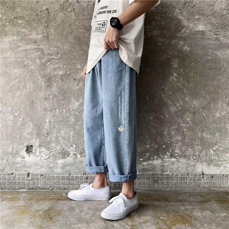 Quần Jeans Ống Đứng Thêu Hoa Thời Trang Cho Nam