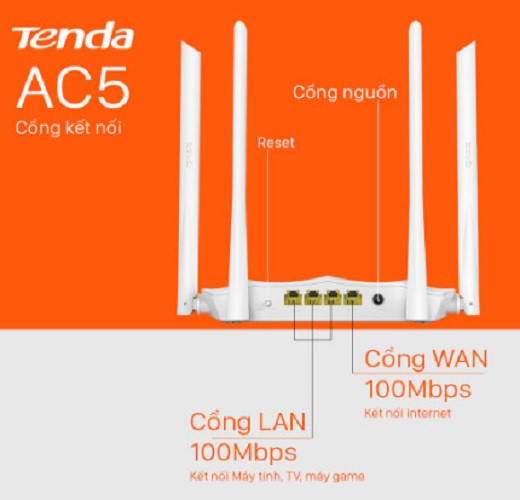 Thiết bị thu phát kích sóng Tenda AC5 4 Anten Hàng chính hãng