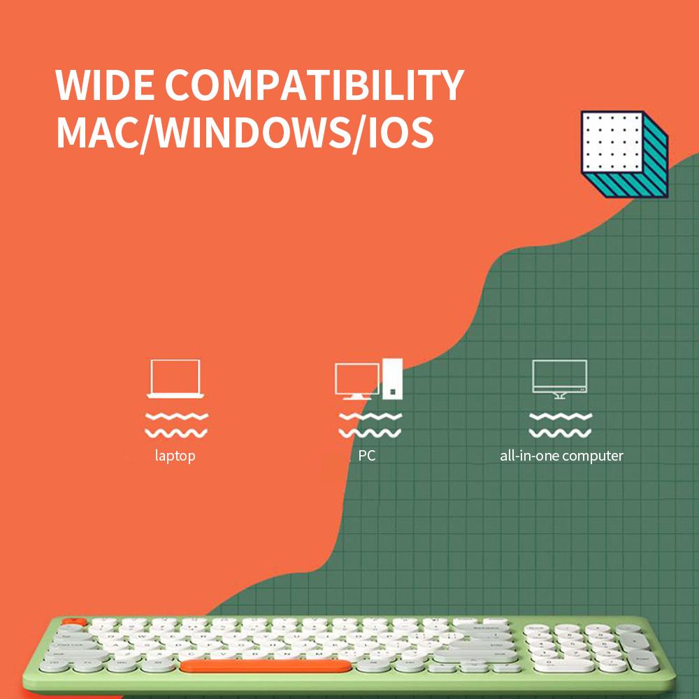 Bàn phím không dây BOW K221 2.4G 96 phím tròn thiết kế tiện dụng di động nhỏ cho IOS / Windows Xanh