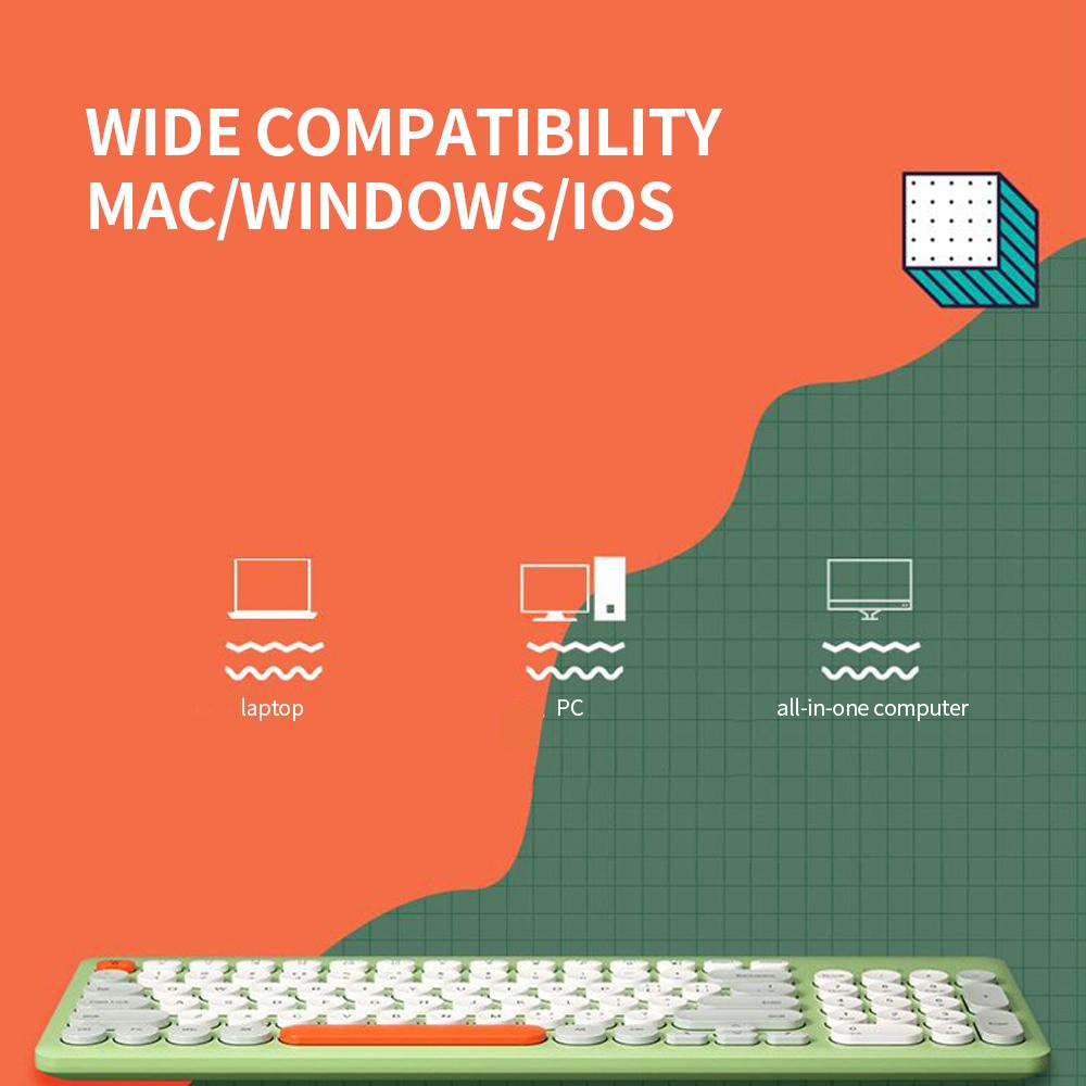 Bộ bàn phím & chuột không dây BOW K221 2.4G 96 phím tròn Keycaps Bàn phím công thái học di động cho IOS / Windows