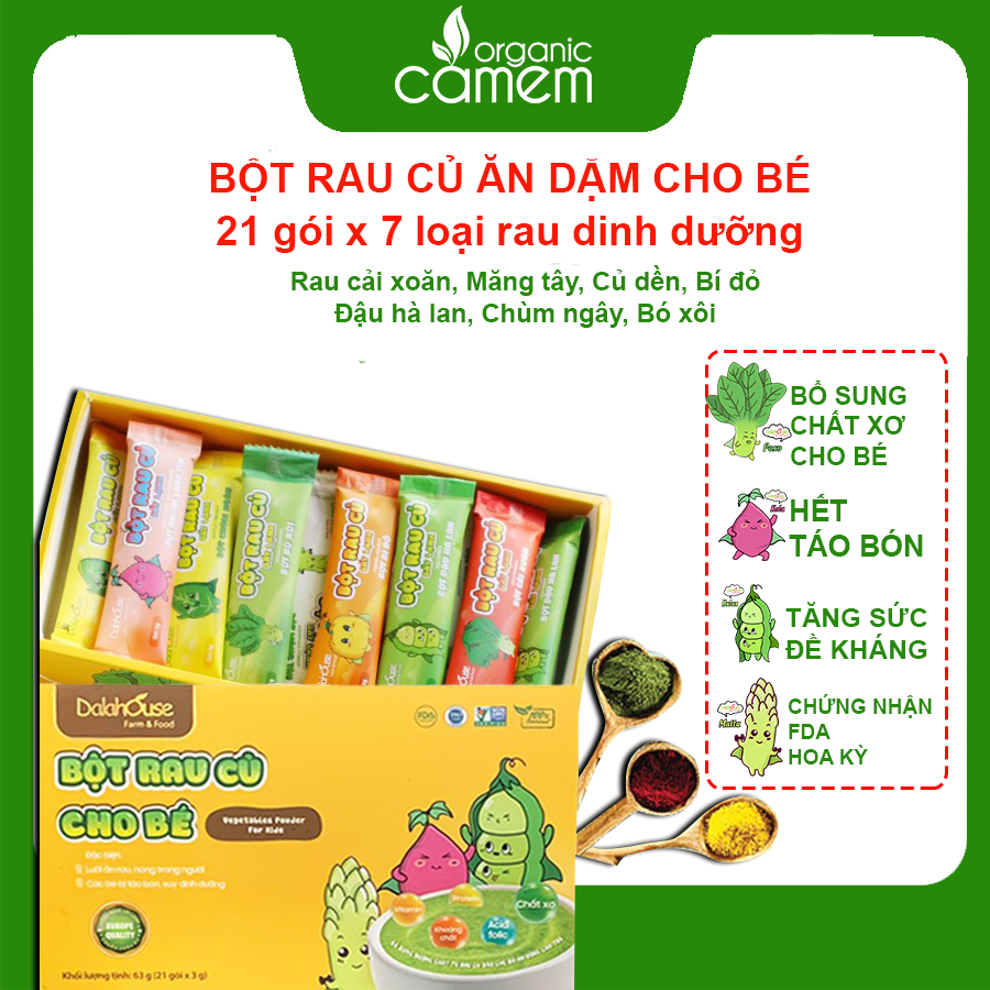 COMBO BỘT RAU DINH DƯỠNG CHO BÉ - COMBO 21 GÓI GỒM 7 LOẠI RAU DINH DƯỠNG TỪ CHUYÊN GIA DALAHOUSE